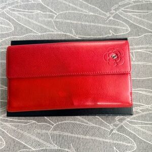 Red Leather Camellia Wallet
